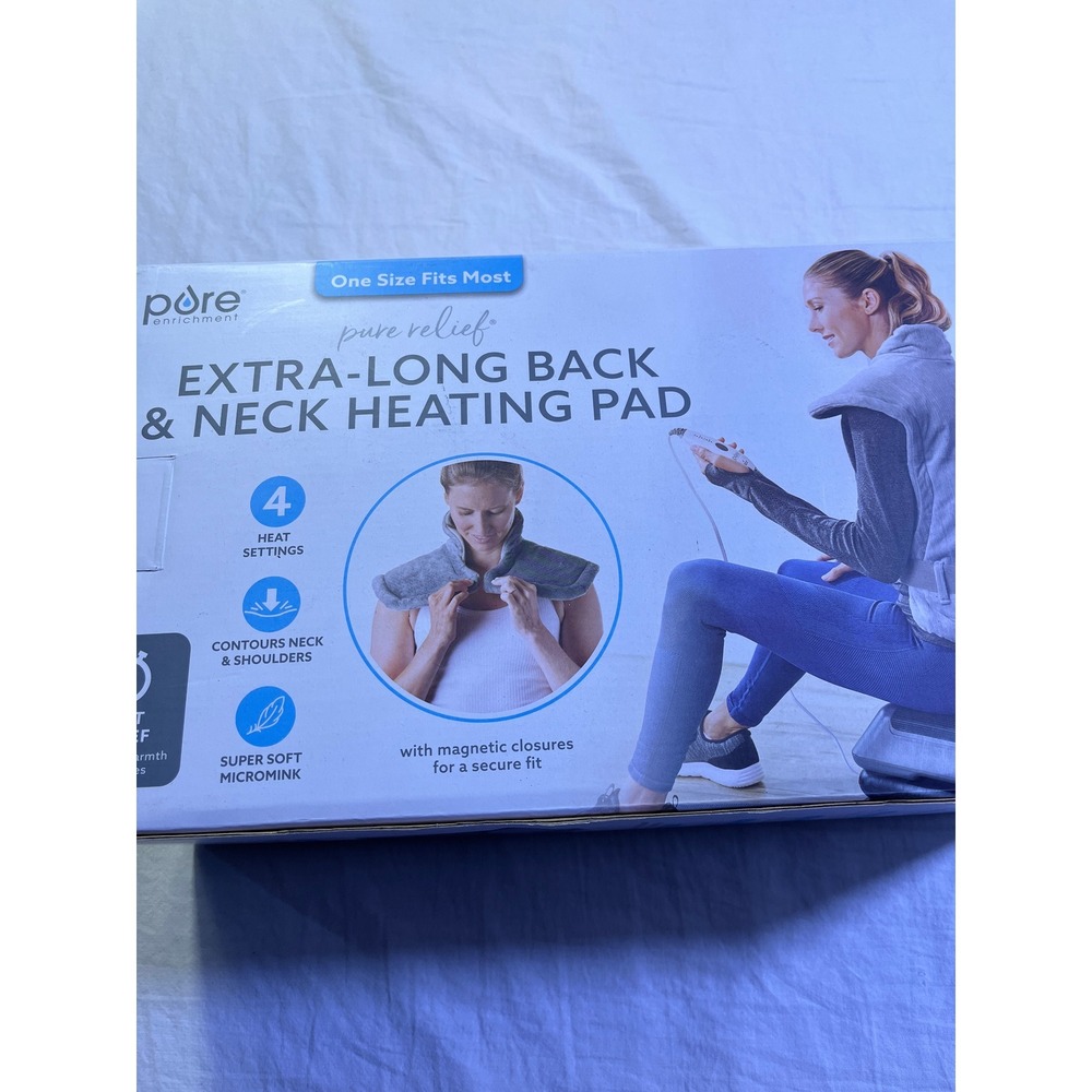 Pure Enrichment Extra-Long Back & Neck Heating Pad Adult OS Gray New NEW